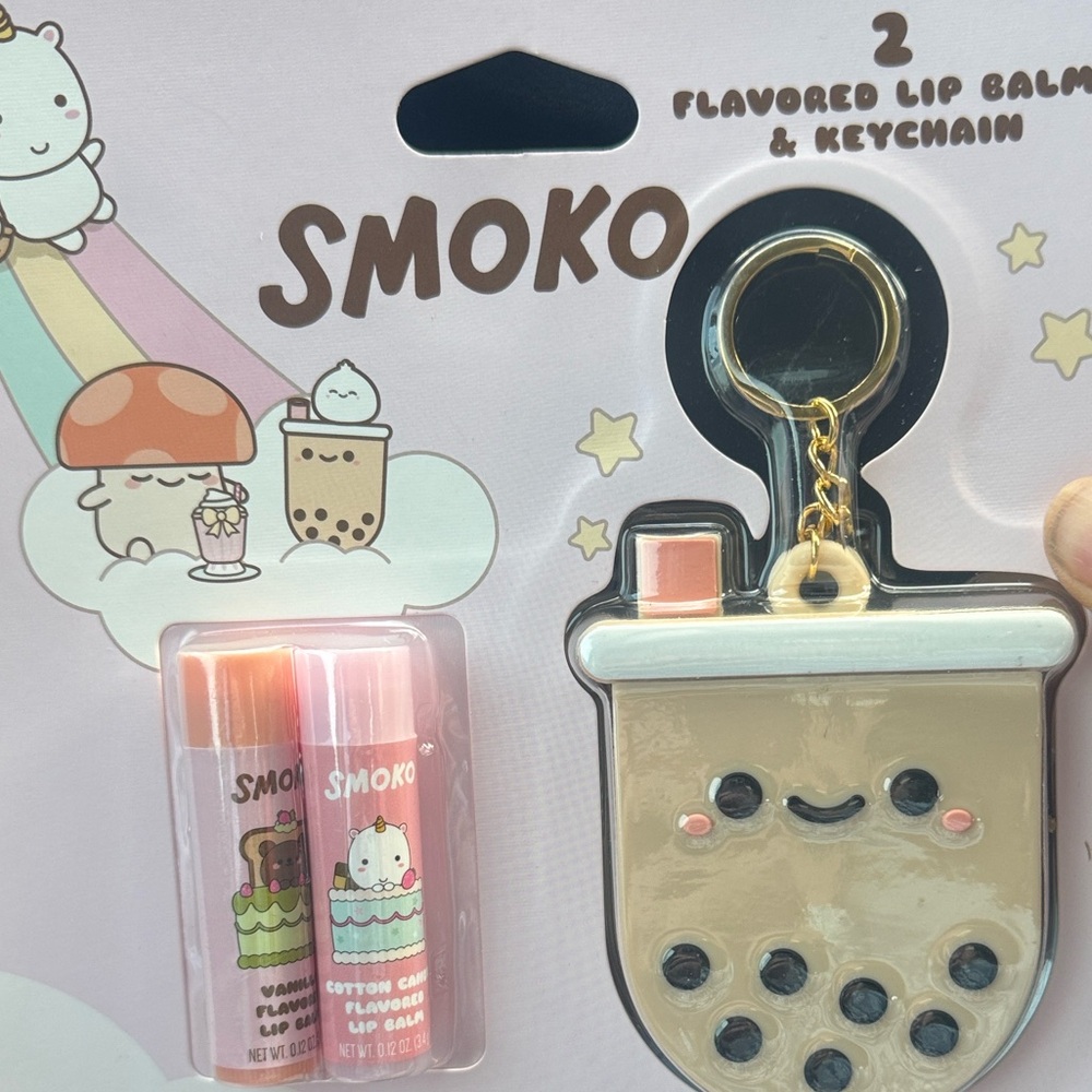Smoko Tan Boba Keychain and Lip Balm Set